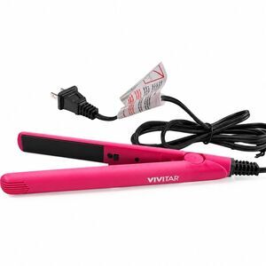 Vivitar Mini Ceramic Flat Iron 340°F Pink w/ Carrying Pouch PG8105-PNK